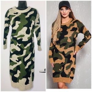CAMOUFLAGE SWEATER DRESS💚